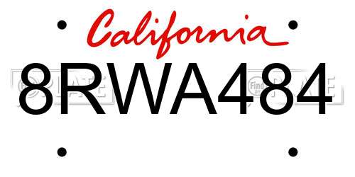 8RWA484 California License Plate