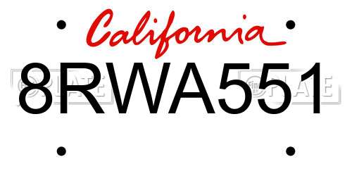 8RWA551 California License Plate