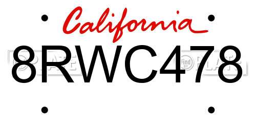 8RWC478 California License Plate