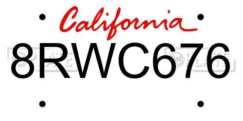 8RWC676 California License Plate