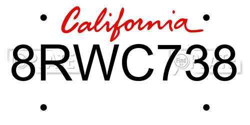 8RWC738 California License Plate