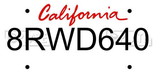 8RWD640 California License Plate