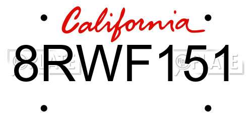 8RWF151 California License Plate