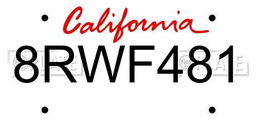 8RWF481 California License Plate