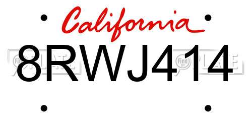 8RWJ414 California License Plate