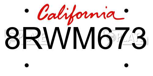 8RWM673 California License Plate