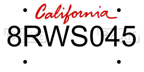 8RWS045 California License Plate