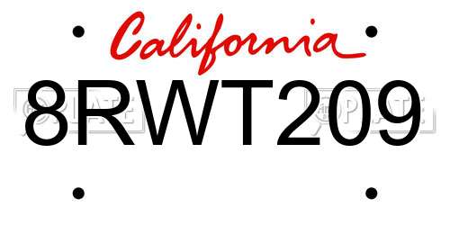 8RWT209 California License Plate