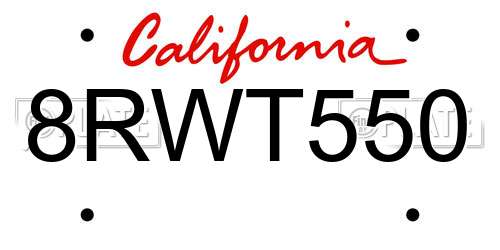 8RWT550 California License Plate