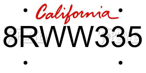 8RWW335 California License Plate