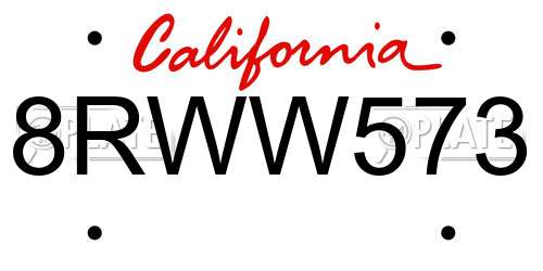 8RWW573 California License Plate