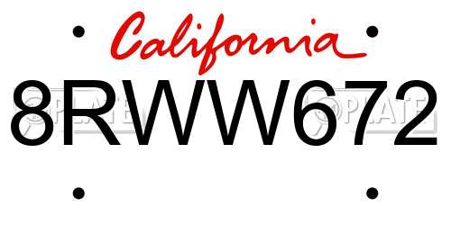 8RWW672 California License Plate