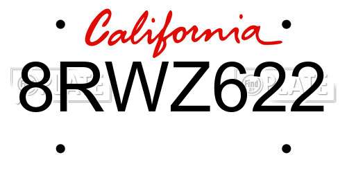 8RWZ622 California License Plate