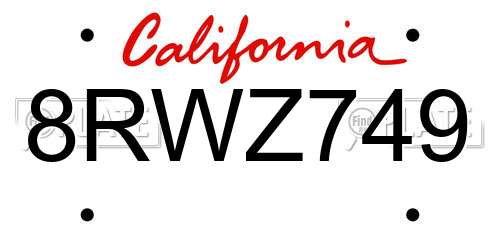 8RWZ749 California License Plate