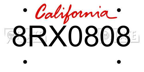 8RX0808 California License Plate