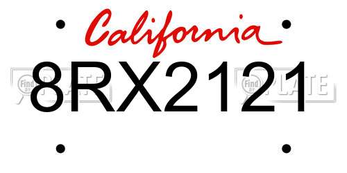 8RX2121 California License Plate