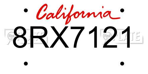 8RX7121 California License Plate