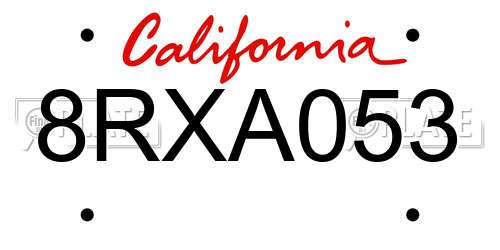8RXA053 California License Plate