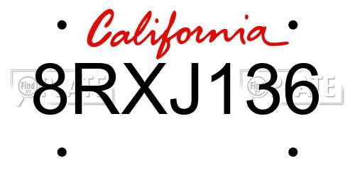 8RXJ136 California License Plate