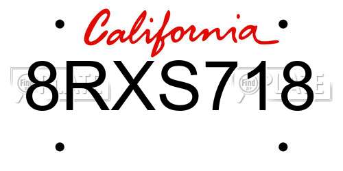 8RXS718 California License Plate