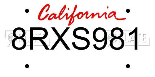 8RXS981 California License Plate