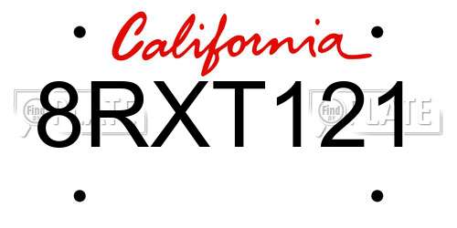 8RXT121 California License Plate