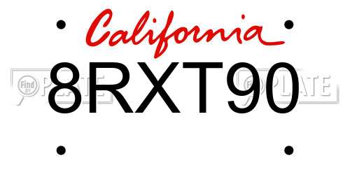 8RXT90 California License Plate