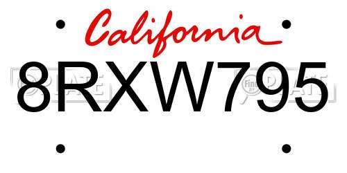 8RXW795 California License Plate