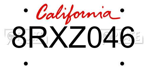 8RXZ046 California License Plate