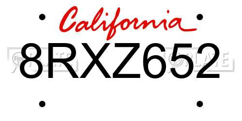 8RXZ652 California License Plate