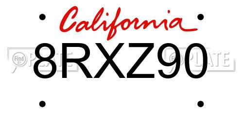 8RXZ90 California License Plate