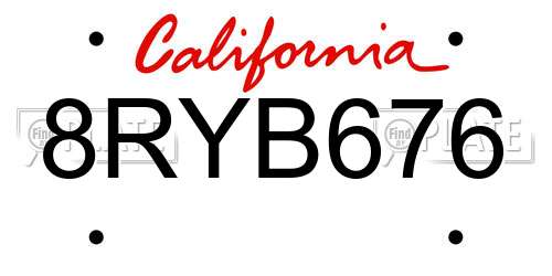 8RYB676 California License Plate