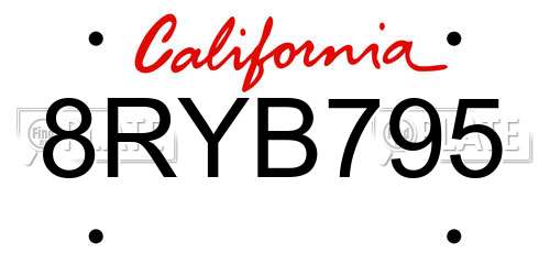 8RYB795 California License Plate