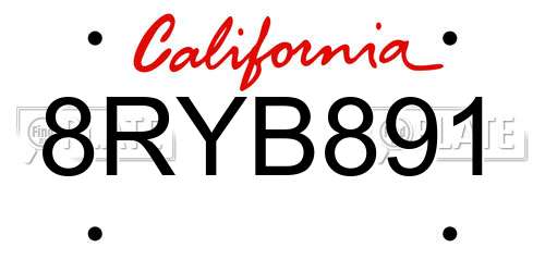 8RYB891 California License Plate