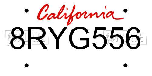 8RYG556 California License Plate