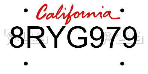8RYG979 California License Plate