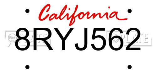 8RYJ562 California License Plate