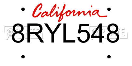 8RYL548 California License Plate