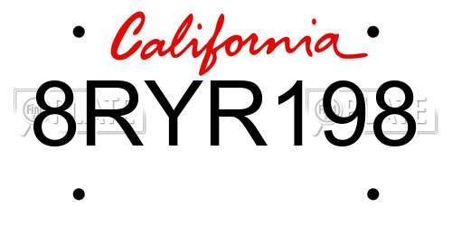 8RYR198 California License Plate