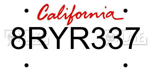 8RYR337 California License Plate