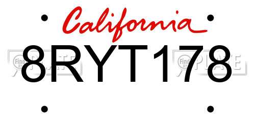 8RYT178 California License Plate
