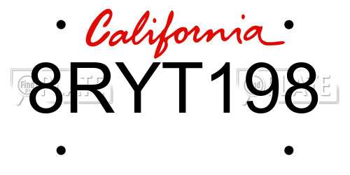 8RYT198 California License Plate
