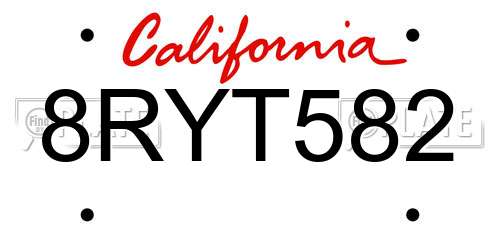 8RYT582 California License Plate