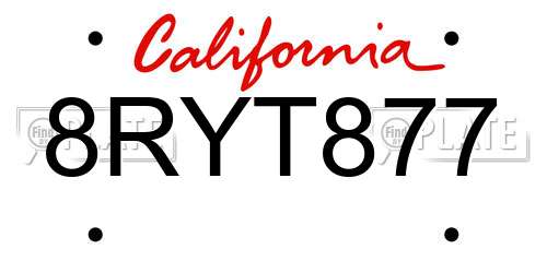 8RYT877 California License Plate