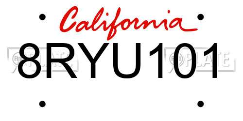 8RYU101 California License Plate