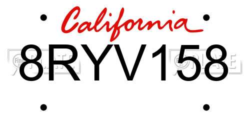 8RYV158 California License Plate