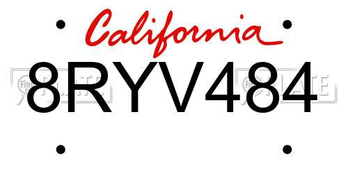 8RYV484 California License Plate
