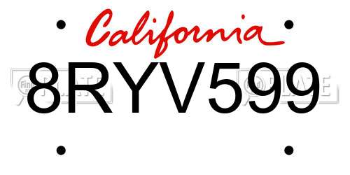 8RYV599 California License Plate