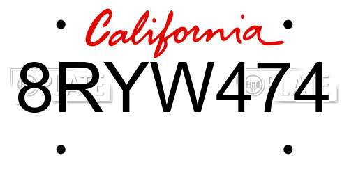 8RYW474 California License Plate