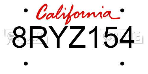 8RYZ154 California License Plate